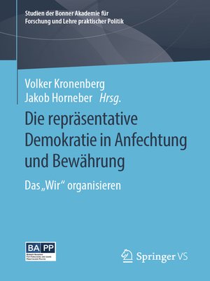 cover image of Die repräsentative Demokratie in Anfechtung und Bewährung